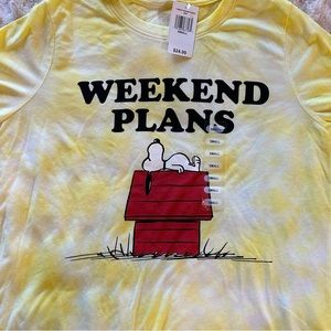 NWT Snoopy Yellow Tie Dye T Tee Shirt.